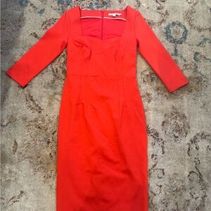 Women’s Gorgeos Red Boden Sheath Dress with Square Neck and 3/4 Sleeves